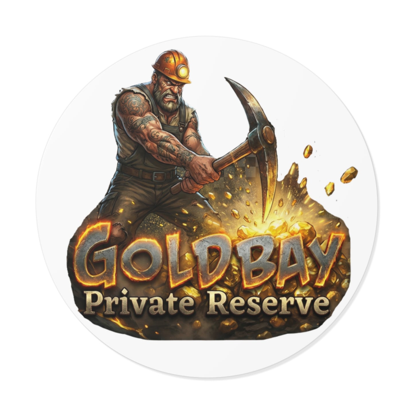 Gold Bay Private Reserve Miner Logo Sticker — Round Vinyl Decal