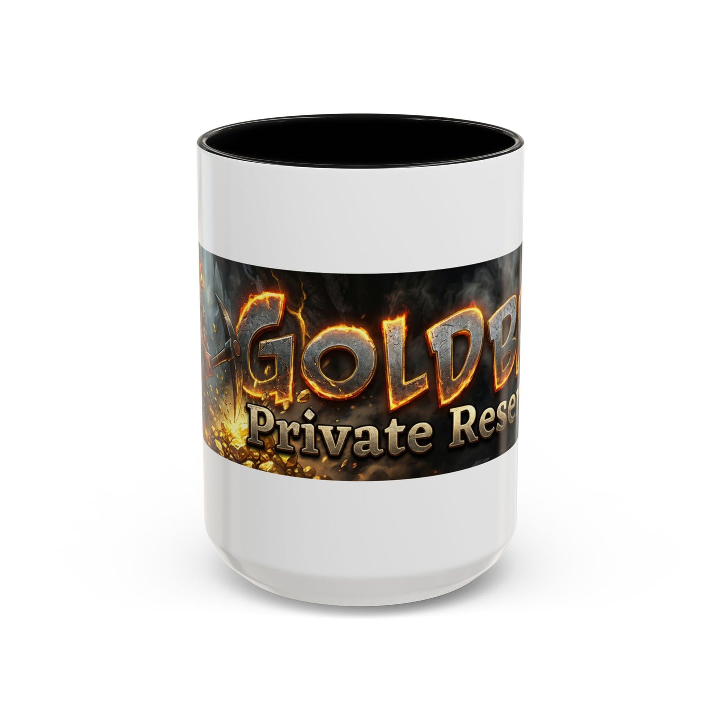 Goldbay Reserve Accent Coffee Mug — Bold Fiery Logo 11/15oz