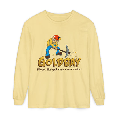 Gold Digger Long Sleeve T-Shirt — 'Gold Bay' Miner Graphic, "Where the gold rush never ends."