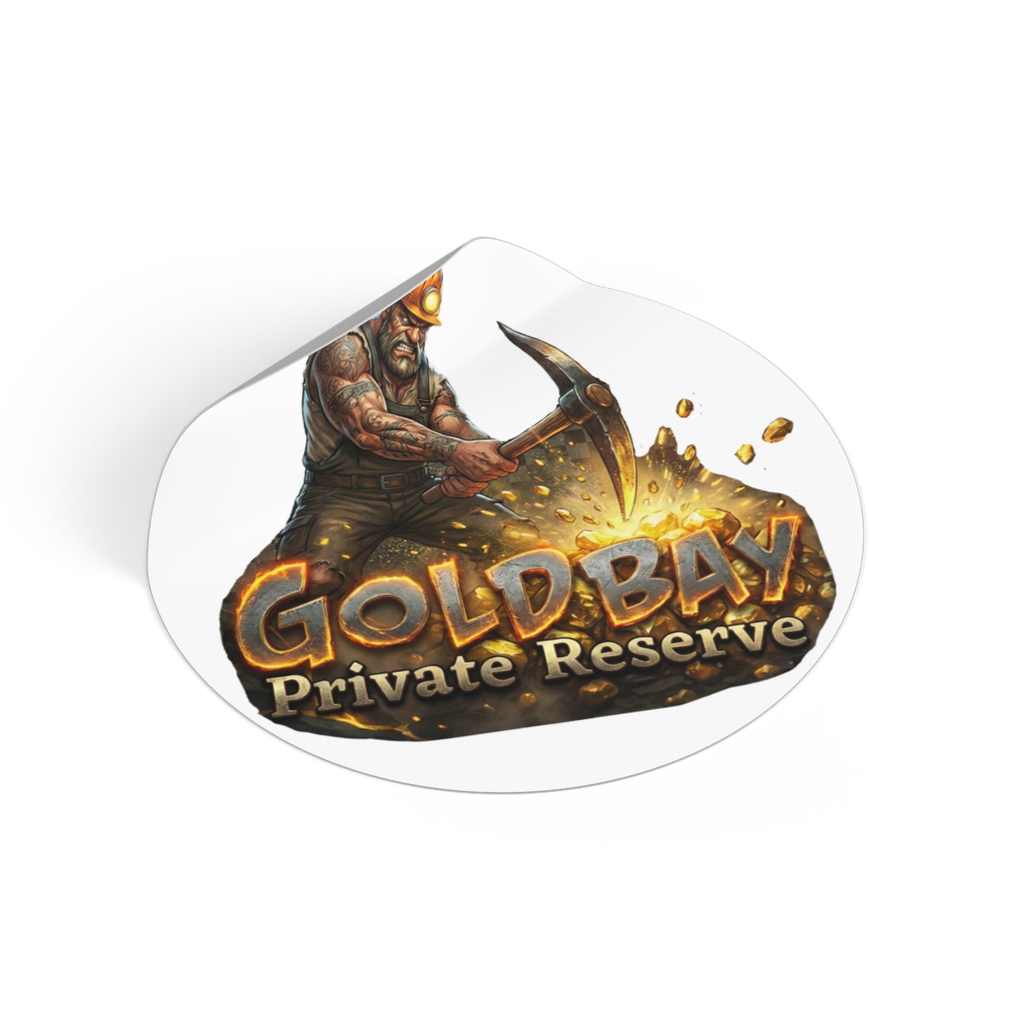 Gold Bay Private Reserve Miner Logo Sticker — Round Vinyl Decal