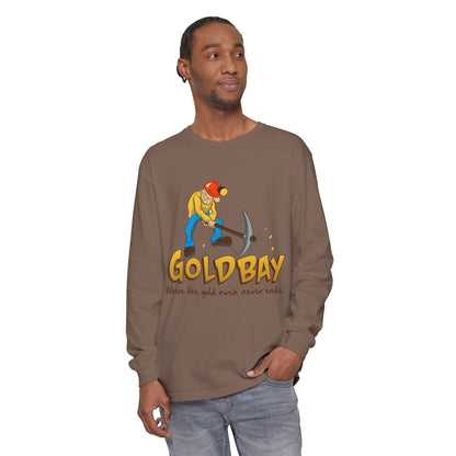 Gold Digger Long Sleeve T-Shirt — 'Gold Bay' Miner Graphic, "Where the gold rush never ends."