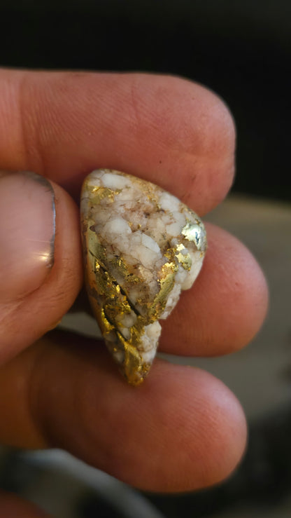 Polished gold and quartz nugget. Incredible 12.86 grams