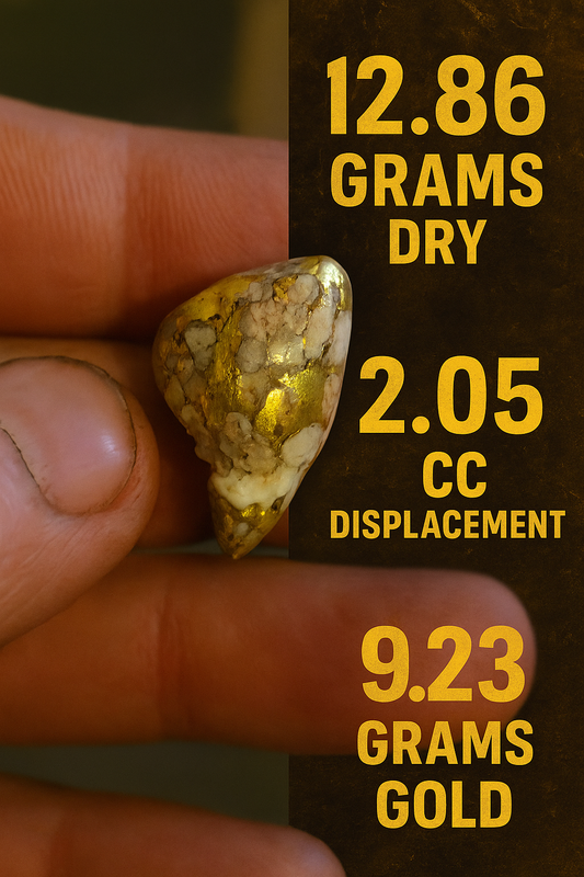 Polished gold and quartz nugget. Incredible 12.86 grams