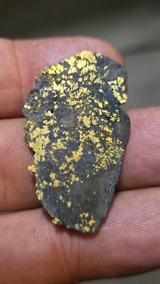Black quartz and gold slab - 8.62 grams - 5.30 mm - end cut