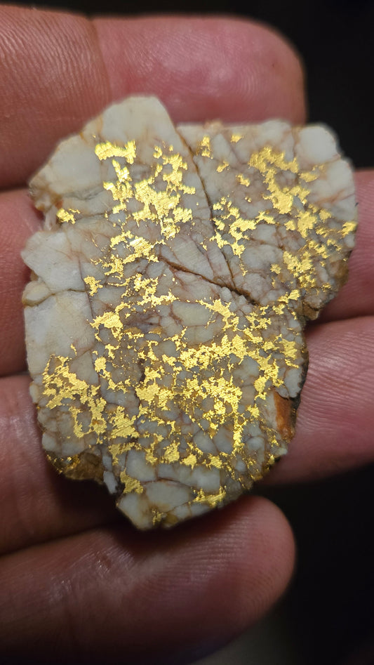 White quartz and gold slab - 23.32 grams - 5.72 mm - Mexico - end cut