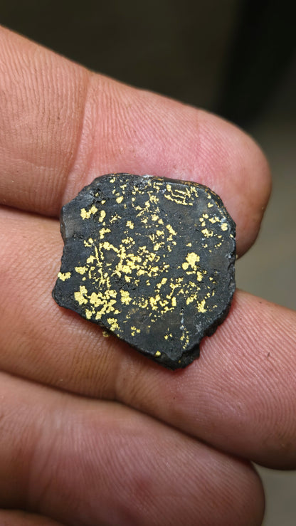 Black quartz and gold slab - 3.21 grams - 2.36 mm