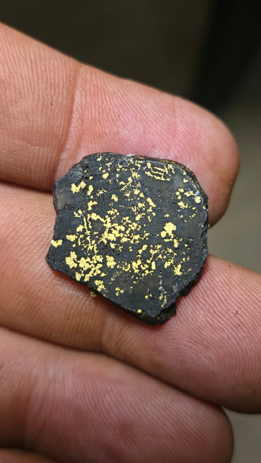 Black quartz and gold slab - 3.21 grams - 2.36 mm