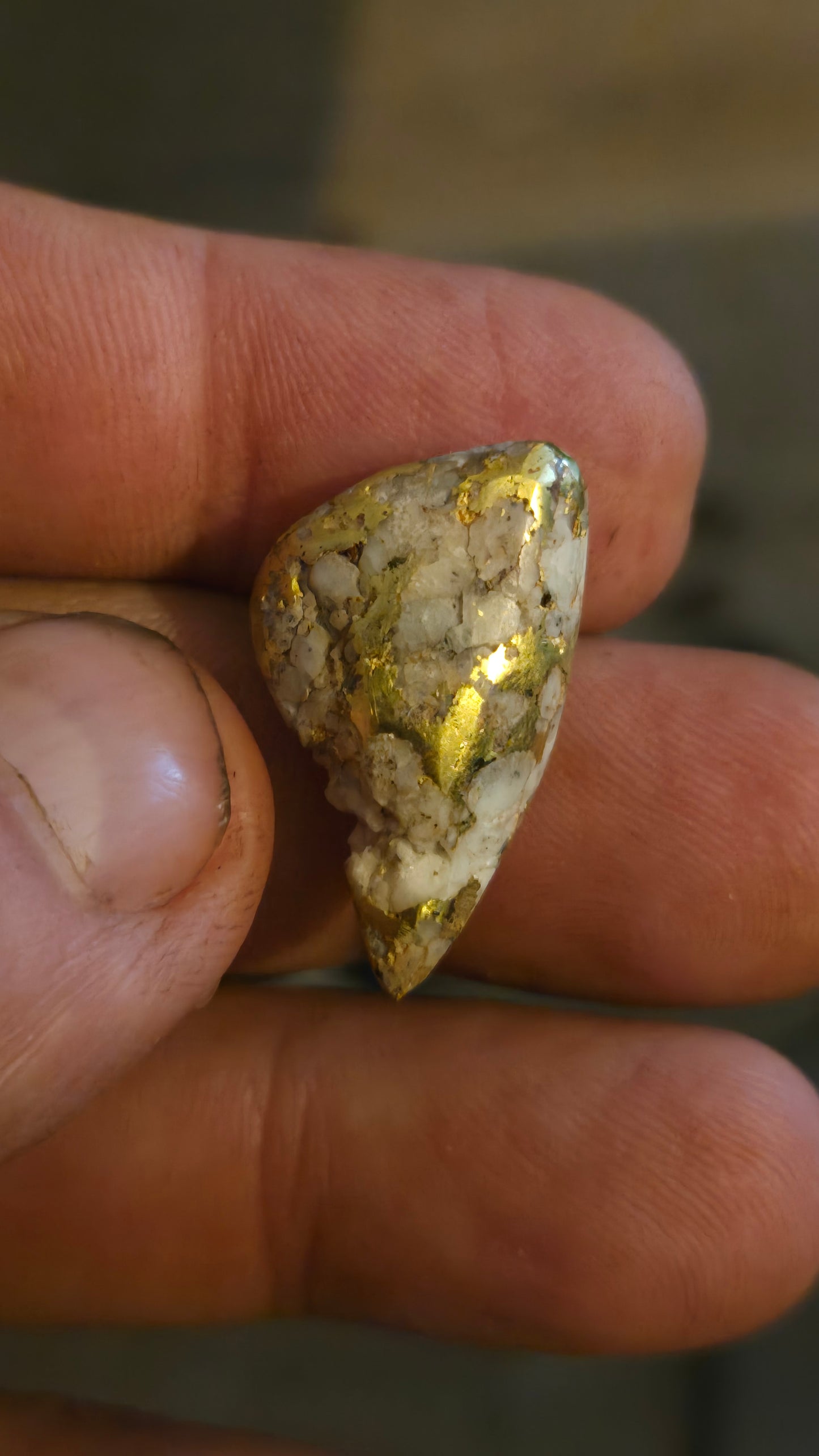 Polished gold and quartz nugget. Incredible 12.86 grams