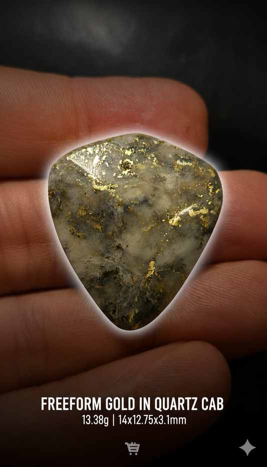 Freeform Gold in Quartz Cabochon – 13.38g